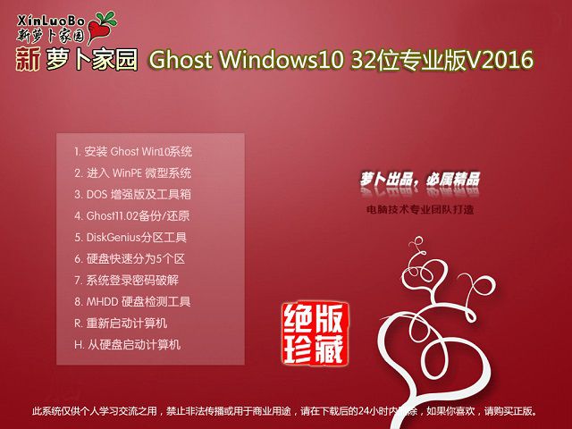 萝卜家园win10系统32位专业版推荐下载