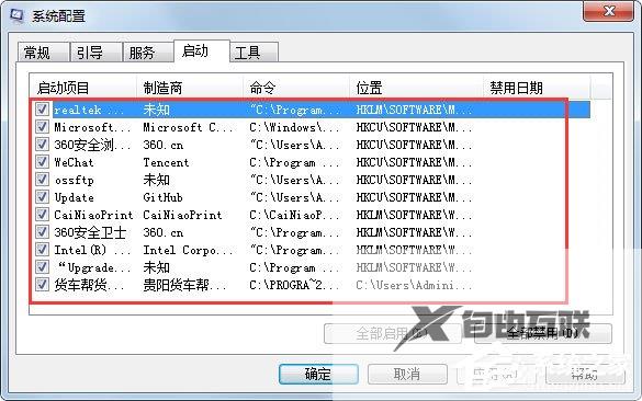 Win7运行启动项命令是什么？