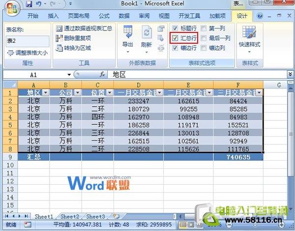 巧妙套用Excel2007表格样式快速进行数据汇总