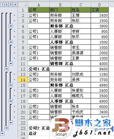 excel分类汇总图文教程