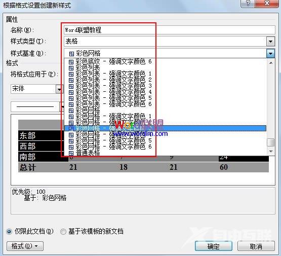 Word2010中怎样创建自定义的表格样式 