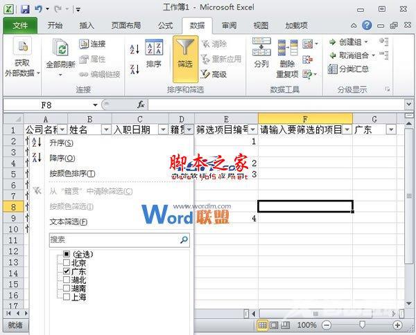 Excel 2010中如何自定义进行筛选并依次编号