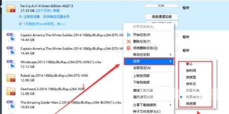 迅雷极速版如何让下载的文件按照文件的大小排列？迅雷极速版让下载的文件按照文件的大小排列的方法截图