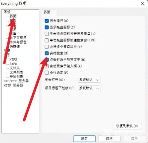 Everything在哪开启实时搜索功能?Everything开启实时搜索功能的方法截图