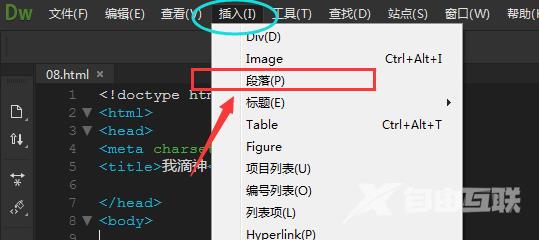 Dreamweaver cs6怎么快速插入段落文字?Dreamweaver cs6快速插入段落文字的方法截图